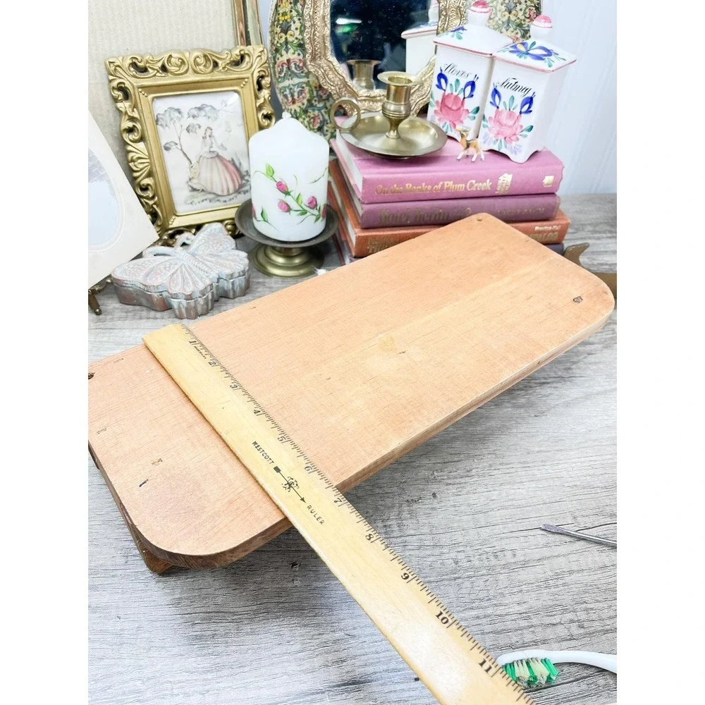 Vintage Midcentury Modern Wood Shelf: Curio Trinket Display
